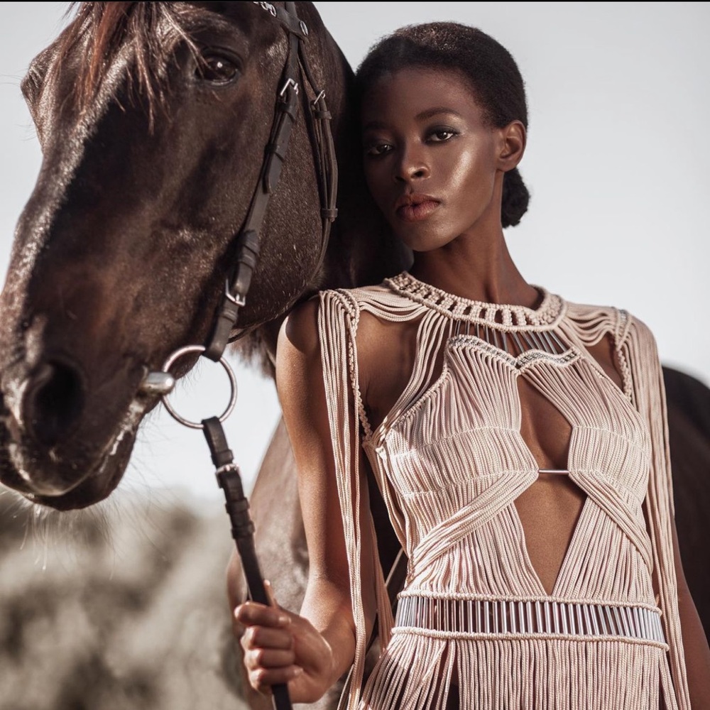 Bohemian Coachella Festival style hand-braided fringe tassel dress